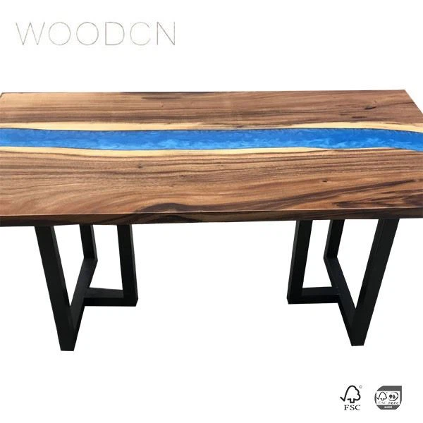 Solid Walnut Wood Beach Resin Dining Table Factory